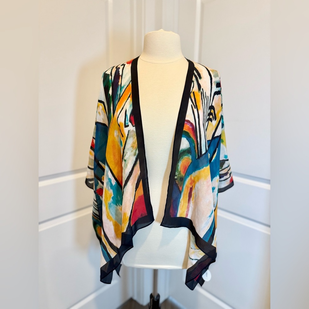 Cocoon House Silk Kimono Cardigan NWT, Artistic Boho Flowy Elegant Avant-Garde